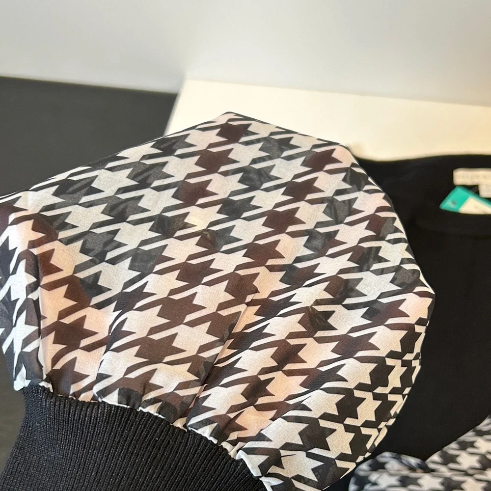 Design History Printed Houndstooth Chiffon Long Sleeve Sweater Women’s‎ Size - Picture 5 of 12